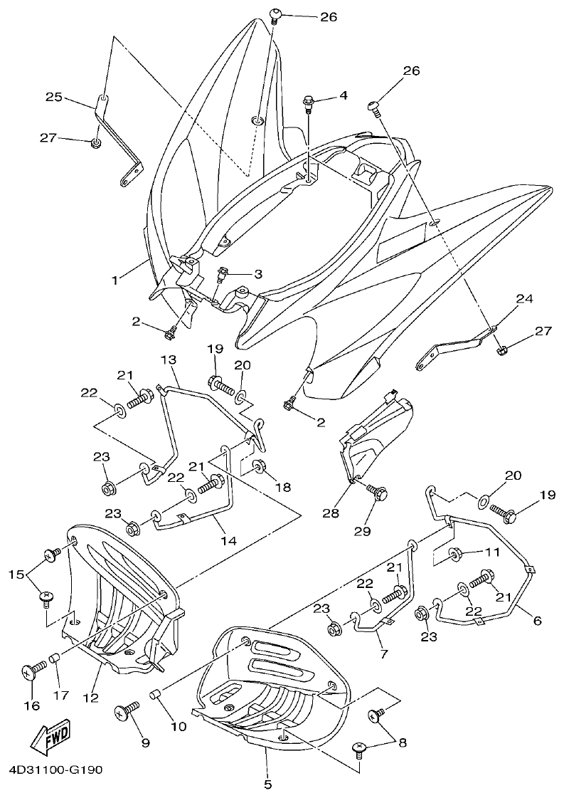 Yamaha 250RAP REAR FENDER parts diagram